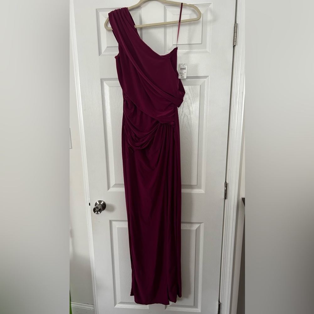 Magenta Off Shoulder High Slit Dress